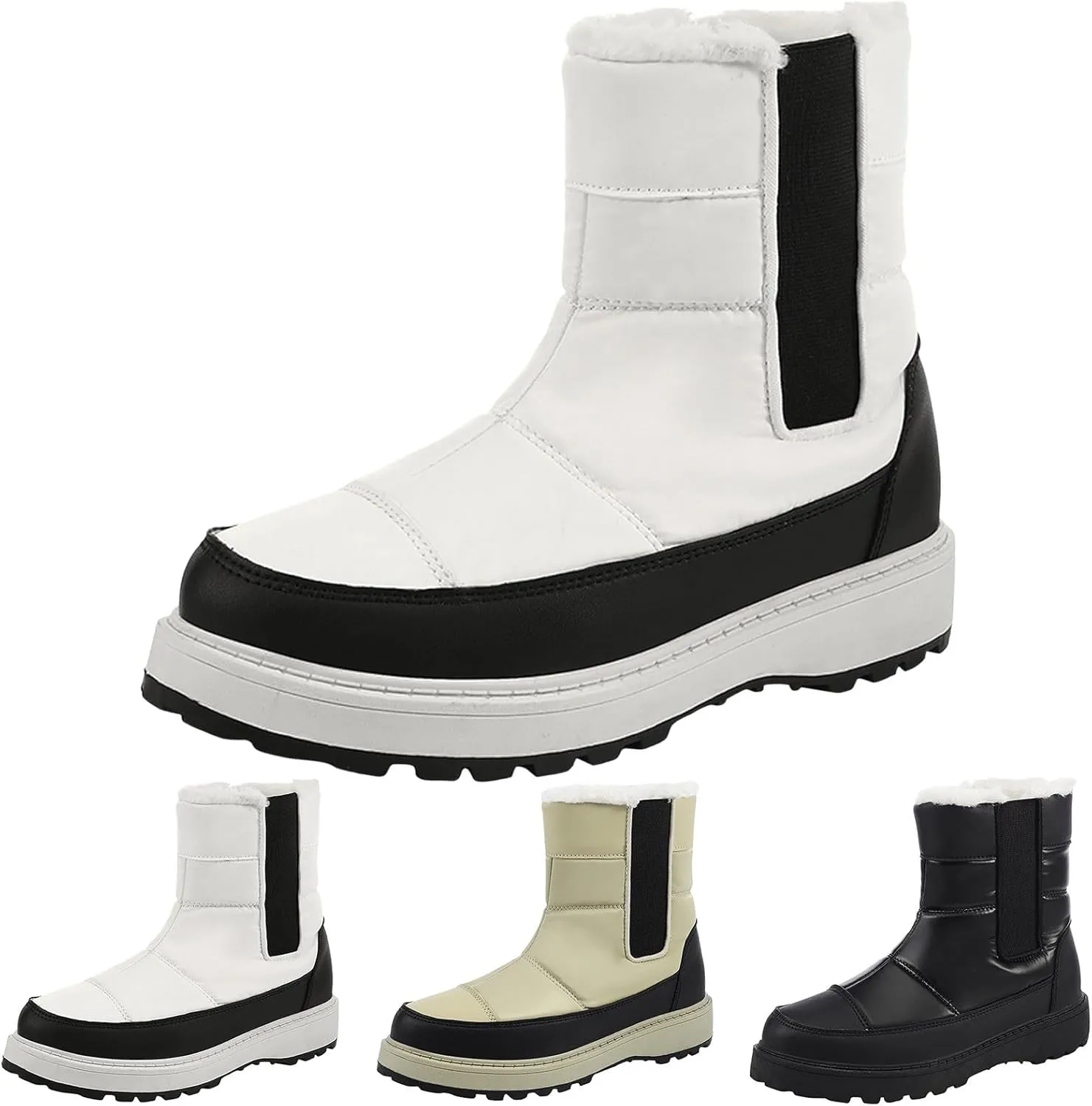 Women's Snow Boots Waterproof Winter Boots Anti-slip Fully Fur Booties Lightweight Slip on Ankle Boots Ladies Walking Hiking Booties