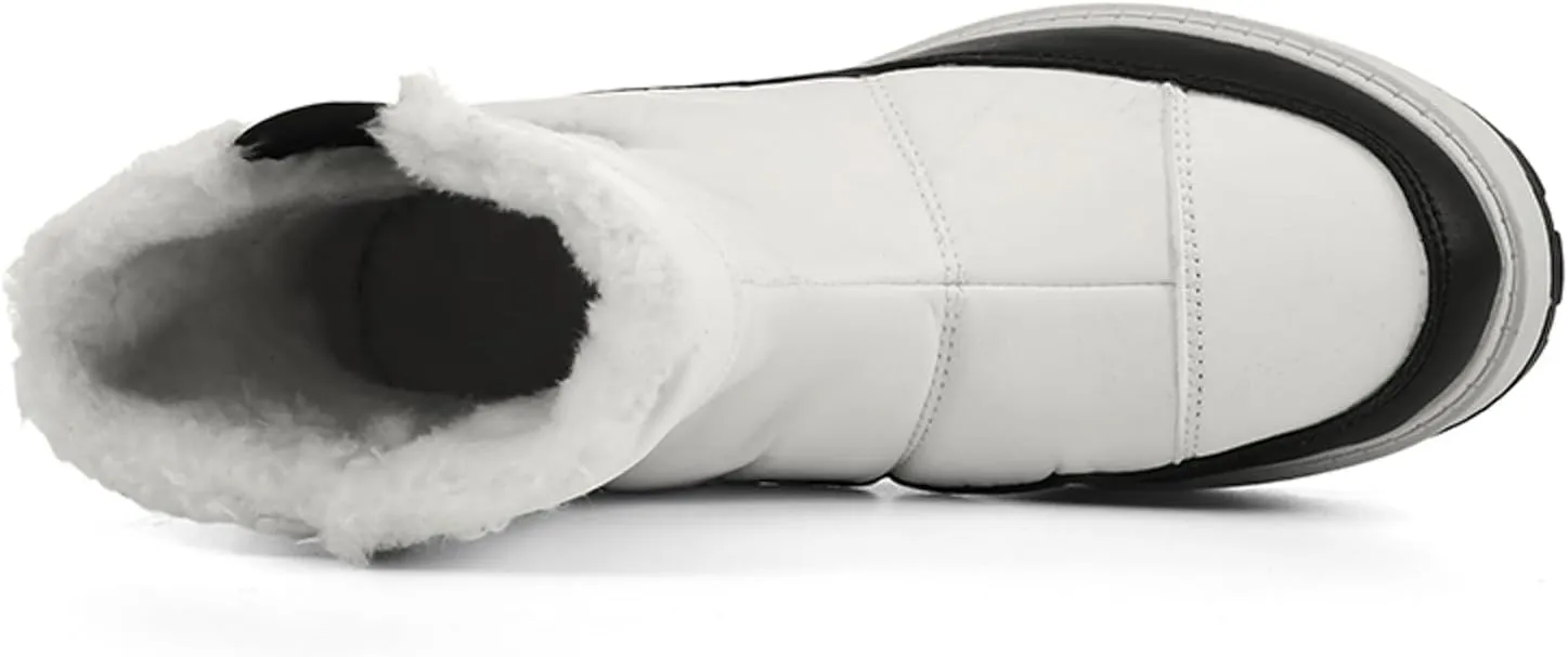 Women's Snow Boots Waterproof Winter Boots Anti-slip Fully Fur Booties Lightweight Slip on Ankle Boots Ladies Walking Hiking Booties
