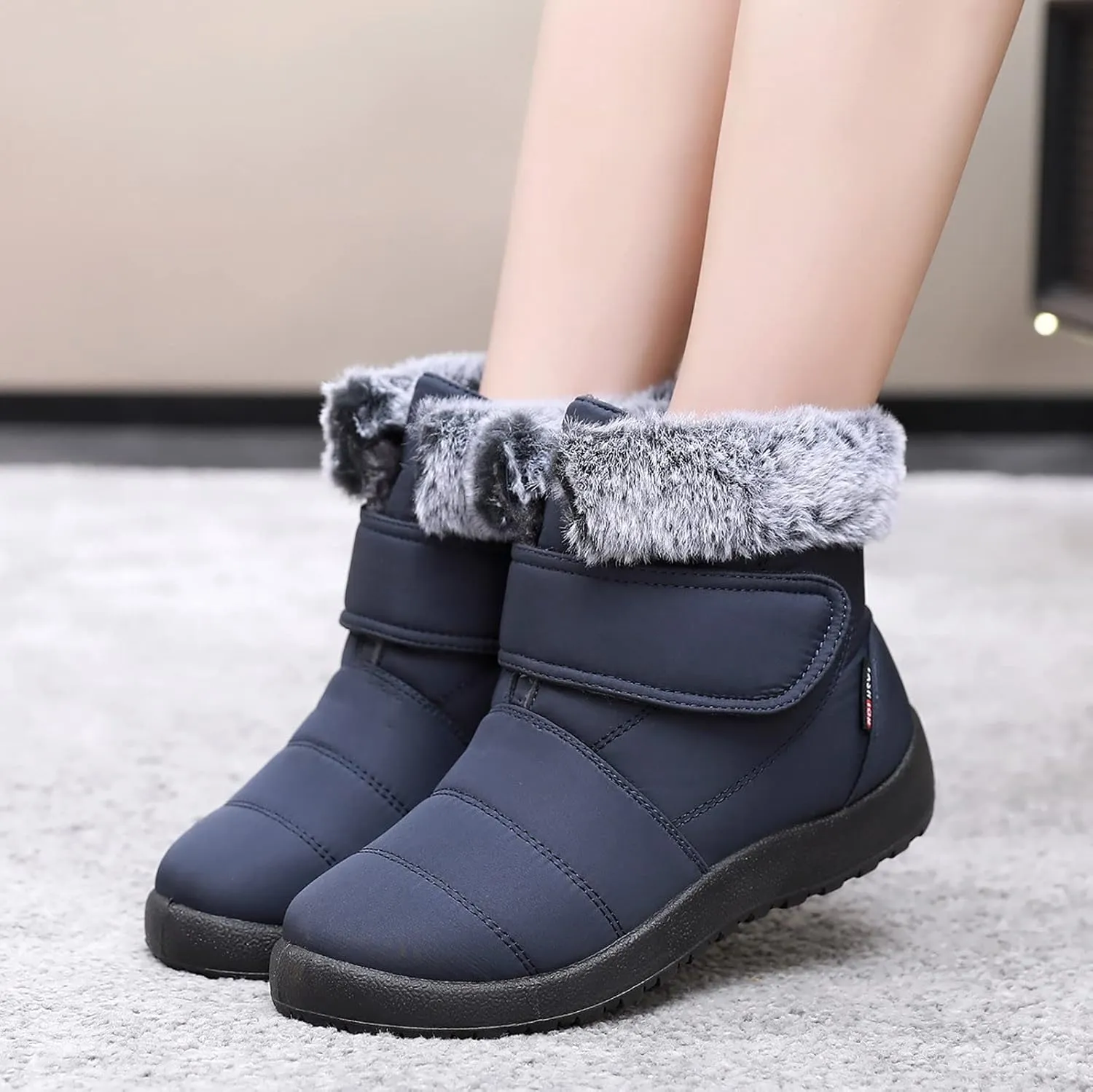 Women's Snow Boots Waterproof Zipper Women Snow Boots Slip on Womens Winter Boots Size 10.5 Wide Snow Boots for Snowshoeing Botas De Invierno Para Mujer Pie Ancho