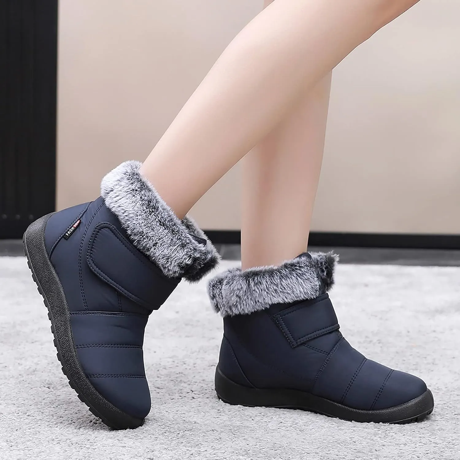 Women's Snow Boots Waterproof Zipper Women Snow Boots Slip on Womens Winter Boots Size 10.5 Wide Snow Boots for Snowshoeing Botas De Invierno Para Mujer Pie Ancho