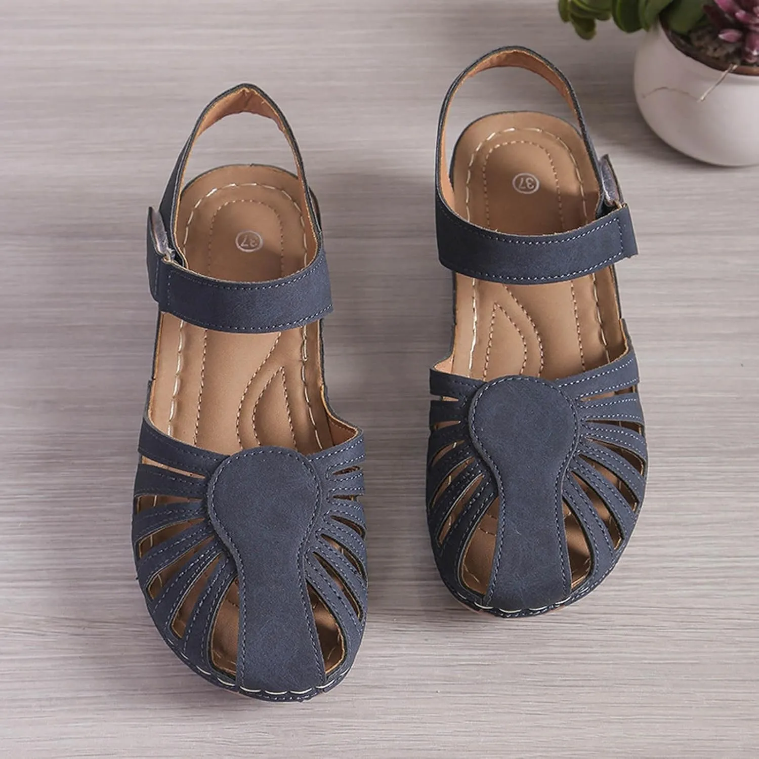Women's Wedge Sandals Summer 2025, Closed Toe Dressy Platform Wedge Orthopedic Casual Comfortable Outdoor Sandals Walking Beach Shoes with Arch Support