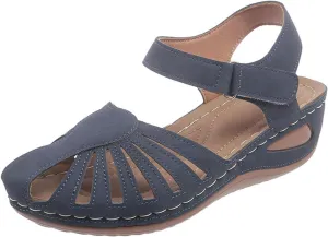 Women's Wedge Sandals Summer 2025, Closed Toe Dressy Platform Wedge Orthopedic Casual Comfortable Outdoor Sandals Walking Beach Shoes with Arch Support