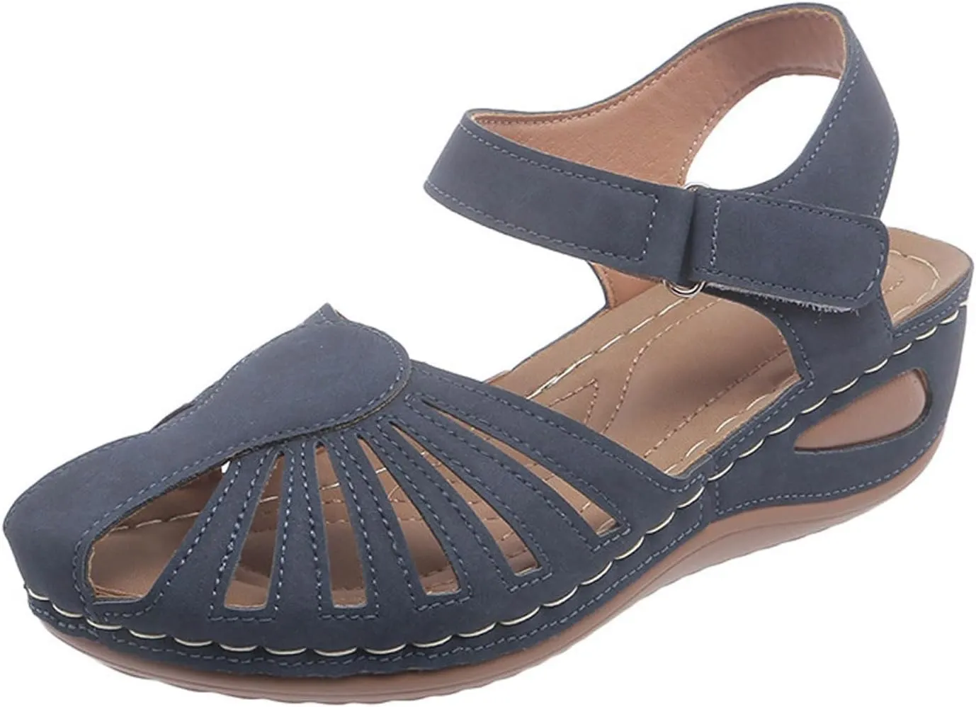 Women's Wedge Sandals Summer 2025, Closed Toe Dressy Platform Wedge Orthopedic Casual Comfortable Outdoor Sandals Walking Beach Shoes with Arch Support