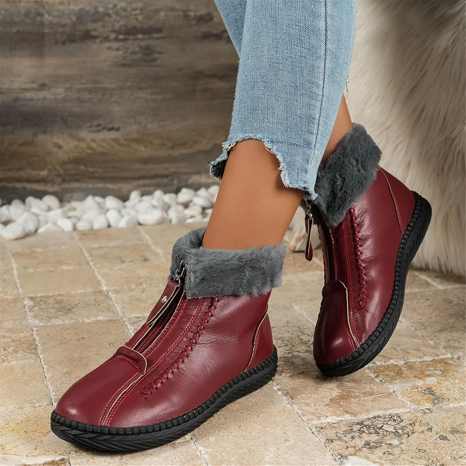 Womens Winter Boots Waterproof Wide Leg Womens 11.5 Extra Wide Width Non Slip Winter Boots Winter Boots for Women Waterproof Snow White Women's Winter Boot Botas Contra El Agua Para Mujer Largas
