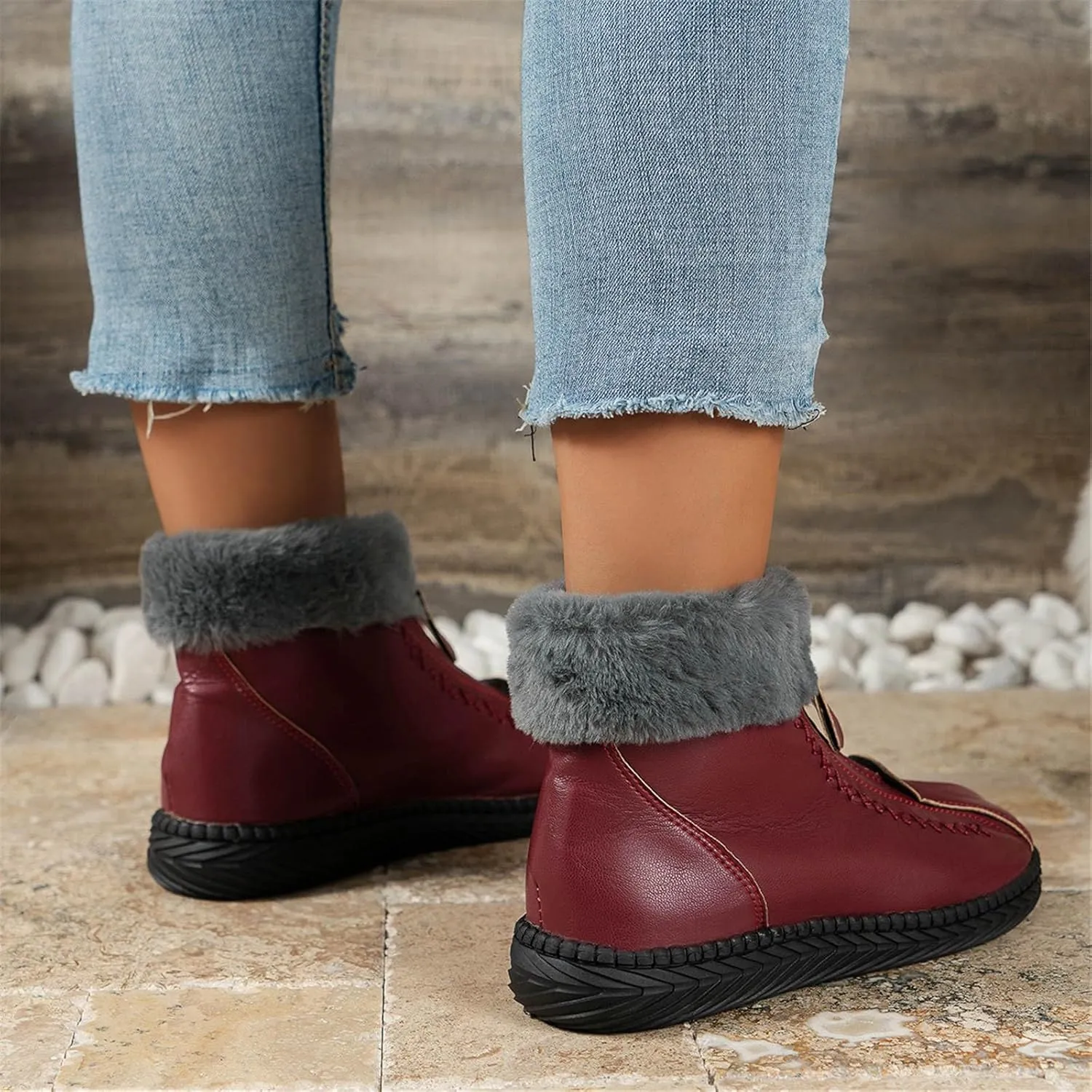 Womens Winter Boots Waterproof Wide Leg Womens 11.5 Extra Wide Width Non Slip Winter Boots Winter Boots for Women Waterproof Snow White Women's Winter Boot Botas Contra El Agua Para Mujer Largas