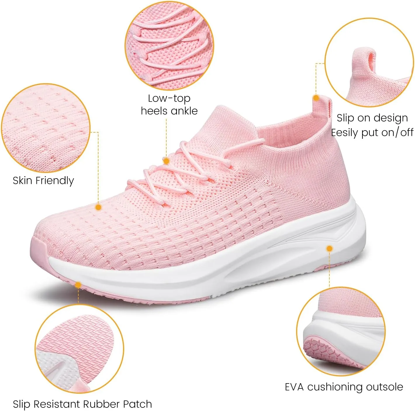 YHOON Womens Slip on Walking Shoes Comfort Sock Shoes Non Slip Mesh Casual Running Sneakers