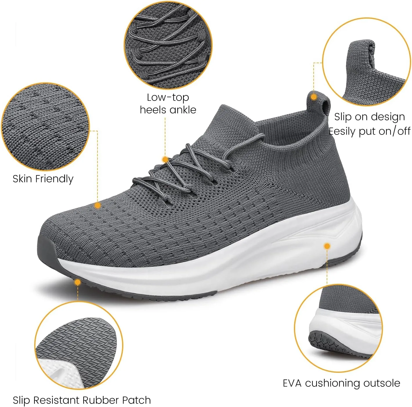 YHOON Womens Slip on Walking Shoes Comfort Sock Shoes Non Slip Mesh Casual Running Sneakers