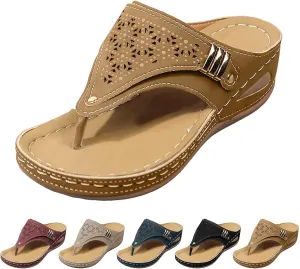 ZSpzx Orthopedic Sandals for Women,Women's Orthotic Dressy Summer 2025 Arch Support Flip Flops Womens Flat Open Toe Casual Slip on Sandals Beach Boho Sandals Comfortable Outdoor Walking Shoes